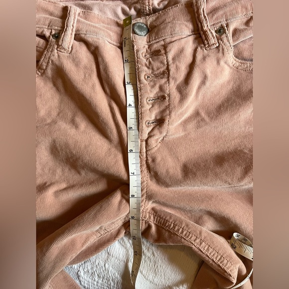 Free People Pink Corduroy Straight Raw Hem Jeans - Picture 7 of 8